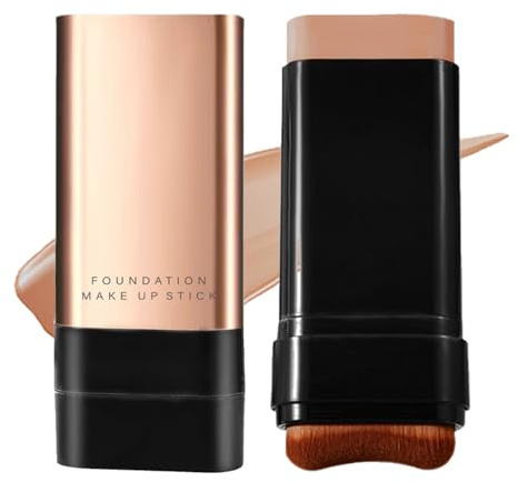 2 in 1 Luxurious Anti-Wrinkle Foundation Stick, Multi-Purpose Full Coverage Stick - Foundation with Built-In Brush,Concealer & Contour to Cover Blemishes