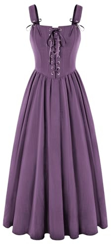 SCARLET DARKNESS Abito da donna rinascimentale, senza maniche, con lacci, linea ad A