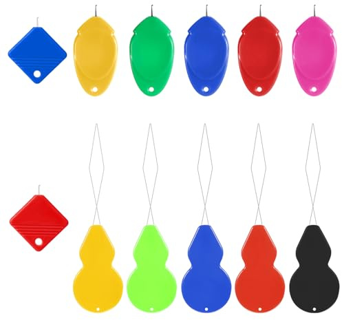 12 Stück Nadeleinfädler Set, Automatische Nadel-Einfädelhilfe Nadel Einfädler für Nähmaschinen Handnähen, Kunststoff-Draht Haken Threader für Stickerei, Kreuzstich Basteln (3 Formen)