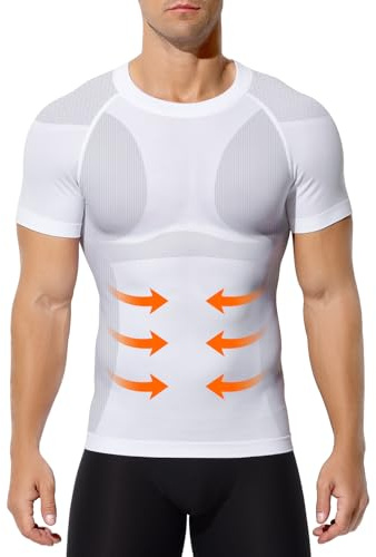Mauro Kane Men Compression Shirt Slimming Body Shaper Short Sleeve Tops | Body Shaper for Men, Tummy Control, Breathable Quick-Dry, Base Layer Undershirt, Compression Top Shapewear