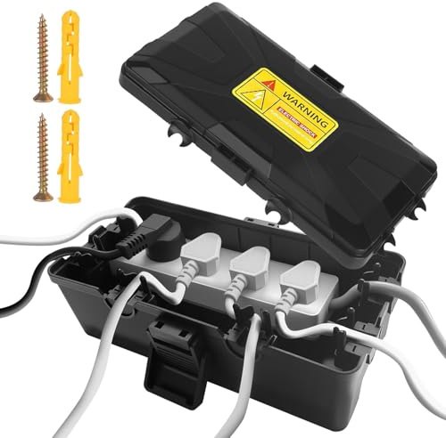 DUBUOZA Scatola Stagna Elettrica da Esterno IP54 Scatola per Cavi Impermeabile 26.1×15×9.4CM Per la protezione di prese e prolunghe