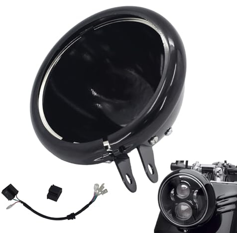 ANEELV, 5,75 pollici LED per faro moto con cavo nero Compatibile con la maggior parte delle Harley Softail Sportster XL1200 XL883 Dyna Customs Choppers