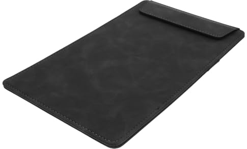TOGEVAL Portapapeles de Cuero Negro Soporte de Escritura Portátil Multifuncional Carpeta Práctica para Oficina Restaurante y Conferencias Clip Resistente para Documentos