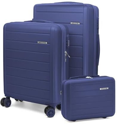 VOYAN Juego de Maletas SDR, Set de Trolley Rígido Expandible con Maleta de Cabina, Maleta Mediana y Neceser, Equipaje de Viaje con Cerradura de Seguridad y Ruedas Dobles Giratorias