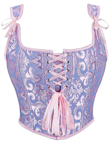 Wikoan Corset Tops For Women Renaissance Vintage Medieval Tank Top Corsets Lace Up Vest S-2XL