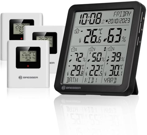 Bresser Quadro Individio S Termómetro higrómetro digital con 3 sensores