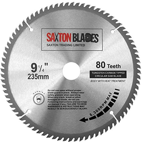 TCT23580T Saxton TCT - Hoja de sierra circular para madera (235 mm x 30 mm, 80 dientes, para Bosch, Makita, Dewalt)