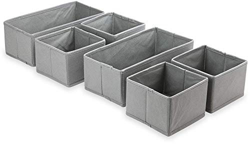 Drawer Organisers – Set of 6 Foldable Fabric Storage Boxes for Bras, Socks, Underwear, Baby Clothes – Wardrobe Drawer Inserts & Storage Baskets | M&W