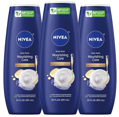 NIVEA Nourishing Care Body Wash, Nourishing Serum, Mulitpack 3 x 20 FL OZ