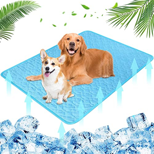 Alfombra Refrescante para Perro,70*55cmColchon Mascotas para Verano,Enfriamiento para Camas de Mascotas,Plegable,Impermeable y Resistente a la Rotura,Mantener a Las Mascotas Frescas en Verano(L)