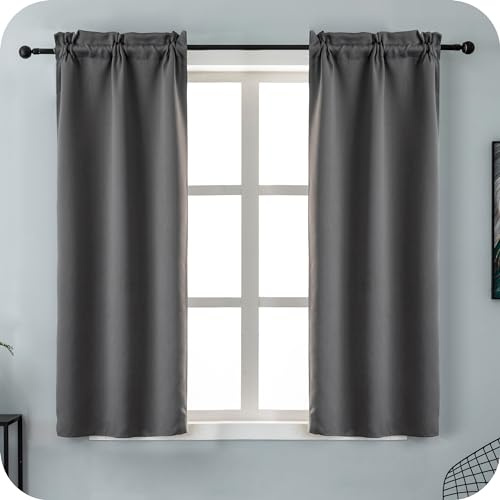 GIRASOLE HOME Coppia Tende Grigie Oscuranti Termiche Morbide Tinta Unita Tenda Isolante per Soggiorno Camera e Interni 2 Pannelli con Tasca 70x145cm