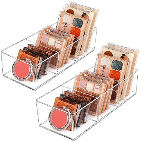 JessLab Schubladen Organizer, Acryl Make-up Organizer Kosmetik Aufbewahrung Schmuck Display für Schreibtisch Kleiderschrank Badezimmer Waschtisch Arbeitsplatte Transparent (3+3 Compartment)