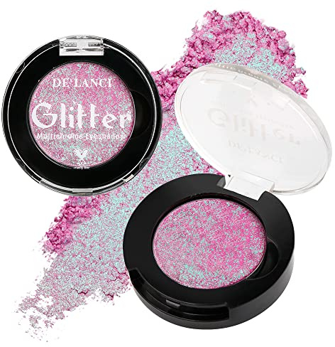 Afflano Kameleont glitter ögonskugga metallisk ögonmakeup, färgskiftande holografisk multikrom ögonskuggsskimmer mycket pigmenterad duo krom mineraler ögonskugga, glittrande ansikte highlighter