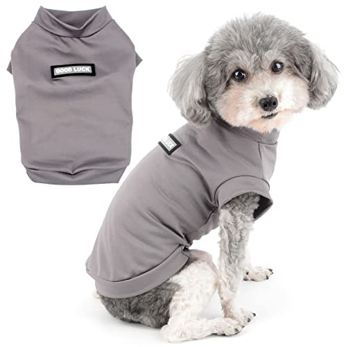 Zunea Magliette per Cani di Piccola Taglia T-shirt Estive ad Asciugatura Rapida Vestiti Cuccioli Morbidi Senza Maniche Traspirante Elastica Chihuahua Protezione Solare Abbigliamento Grigio Scuro M
