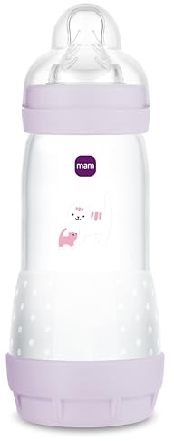 MAM Biberon Easy Start 320 ml, Biberon anticolica per allattamento misto, Riduce le bolle d'aria e il rischio di coliche, Accessori neonati 4+ mesi autosterilizzanti e con tettarella misura 3, Rosa