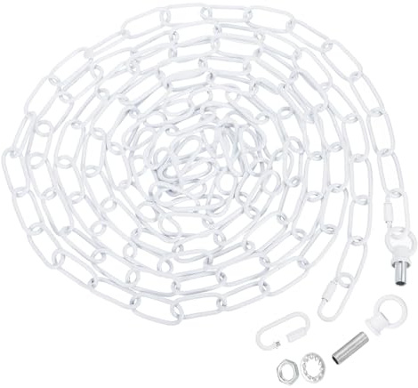 PATIKIL 15Ft Illuminazione Catena per Lampada Pendente Plafoniera Catena Lampadario Catena Portata 65 Lbs per Pendente Luce Soffitto Ventilatore Bianco