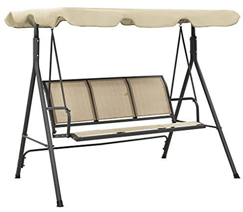 vidaXL - Balancín de jardín con dosel, antracita y arena (23,2 kg), para casa y jardín
