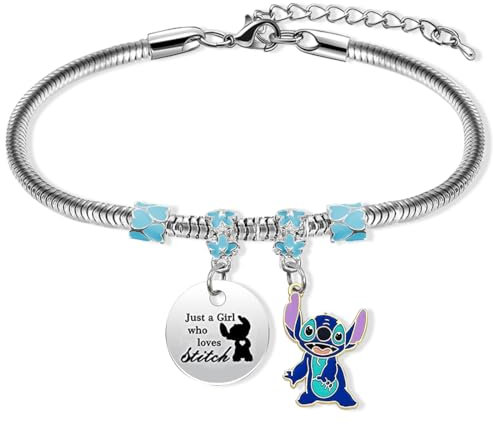 Philoctes Cartoon Armband, Beste Freundschaftsarmbänder, Lilo und stich Bettelarmband, Silber Anhänger Armband, Cartoon Bettelarmband für Mädchen Geburtstags und Weihnachtsgeschenke