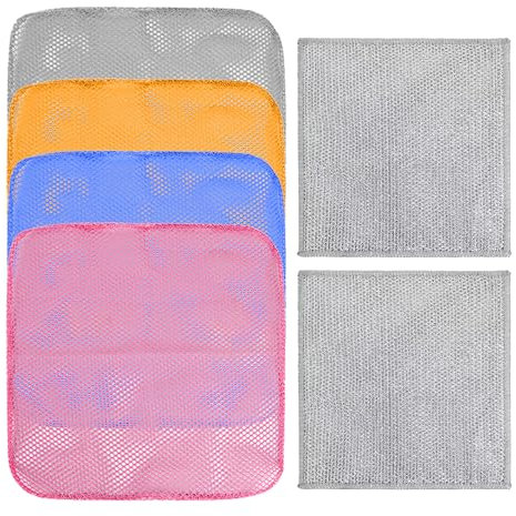 ZBHDEYG 6 Paños de Limpieza de Malla Multiusos - Paño de Cocina Cuadrado para Masa - Herramienta de Limpieza Suave y Reutilizable