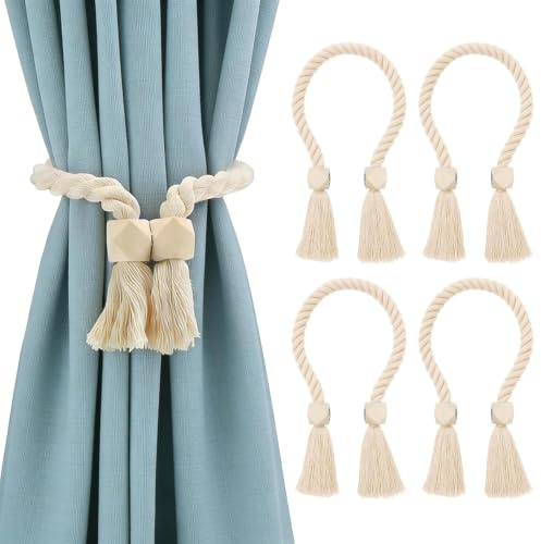 FENGCHUANG 4 stycken stark magnetisk gardin gardinomtag beige | Gardinhållare, gardinhållare, utomhus, gardinhållare för gardiner för fönstergardiner för hem och kontor