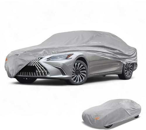 Partuto Universal Sedan bilöverdrag vattentätt alla väder bilar regnskydd fulla yttre skydd med spegelfickor 190T-PU silverton passar för sedanlängd 169 cm till 179 cm
