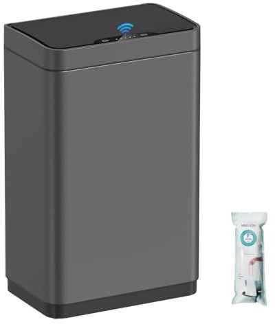 Mbillion Sensor Bin Touchless Kitchen Bin 50L Automatic Motion Sensor Trash Can Stainless Steel Smart Trash Bins with Lid Rectangular Touchless Garbage Bin for Kitchen Bedroom Home Office (Gray)