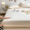 Lirzxin Bettlaken 200x220 cm, Spannbetttuch Bambus Faser Einfarbig Spannbettlaken Doppelbett Weiches und Atmungsaktives, Beige Weiß
