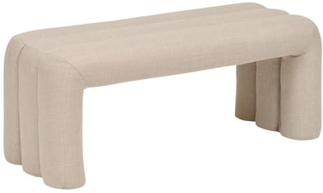 Atmosphera - Banc Sisco – Bout de Lit Design Moderne en Tissu Argile – Assise Confortable Rembourrée – Structure Robuste Bois – 102x42cm, 2 Places