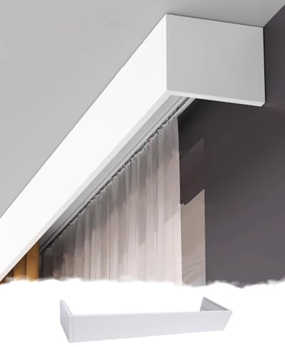 Riel Cortina Techo Caja de Cenefa para Cortina Opaca de Techo, Cajas de Cortina de Longitud Personalizada, Tableros para Persianas Decorativas, Casete de Ventana de Aluminio Sin Rieles(120cm/47.2in/3.