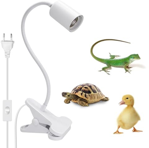 ZRLXFM Lámpara de Calor de Reptil con Clip, E26/E27 Lampara Tortugas de Agua con 11MM&40CM Flexible Cuello de Cisn, Portalámpara de Clip con 240CM Cable y Interruptor para Reptiles Plantas Anfibios
