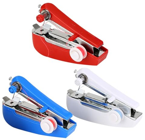 OSALADI Máquina De Coser Manual Portátil Doméstica 3 Piezas Blanca Azul Roja Para Principiantes y Viajeros Costura y Reparaciones Hogar y Manualidades