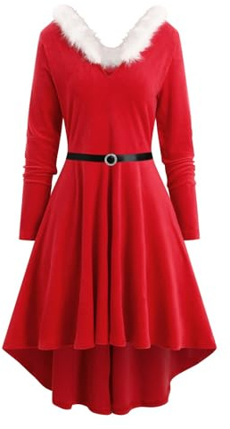 Weihnachtskleid Damen Mutter Tochter Kleid Rockabilly Damen Kleid Winter Rundhals Minikleid A Linien Lauschig Rundhals mit Rentiermuster Elegant Weihnachtskleidung Weihnachtskleid