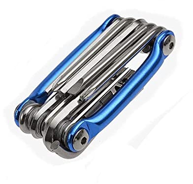Multiusos Bici Herramientas, Multiherramienta Bici, Mini Bici Plegables Herramientas 11 en 1 Multifunción Bicicleta Reparacion Herramientas Mantenimiento Herramientas Kit (Azul)