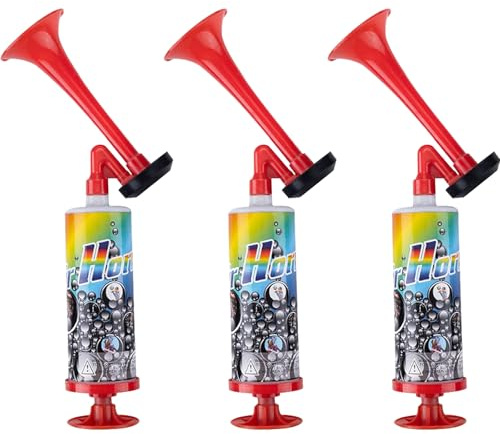 Novastream 3 Pack Air Horns Handheld, Loud Air Horn with Pump - Portable Fog Horn for Sports Cheering, Boat Safety & Celebrations