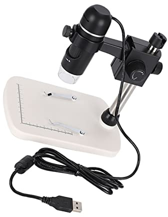 GOWENIC 300x 5MP USB Digitalt Mikroskop Elektronmikroskop med LED-ljus, 10x-300x Zoomförstoring, Bärbart Handhållet Inspektionsvideomikroskop med Mätstativ,