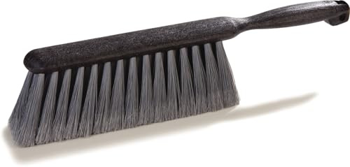 SPARTA Flo-Pac Counter Brush, Bench Brush, Dustpan Brush with Flagged Bristles for Counters, Floors, And Fireplace, 8 Inches, Gray