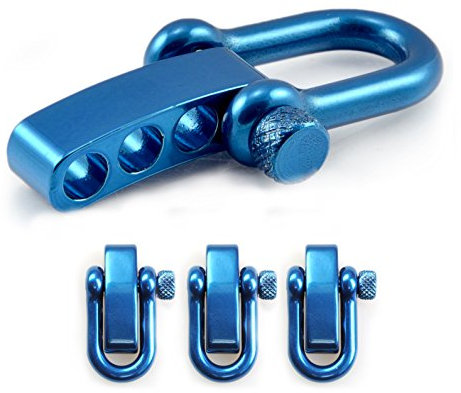 Ganzoo Schäkel aus Edel-Stahl, gerade, mit verstellbarem Dreh-Verschluss, 3er Set, DIY Arm-Band, nichtrostend, Ideal mit Paracord 550, Farbe: blau