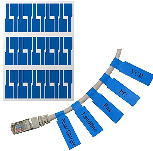 Mr-Label® US Letter Sheet Self-Adhesive Cable Label - Waterproof | Tear Resistant - with Free Print Tool - for Laser Printer (20 Sheets (600 Labels), Blue)