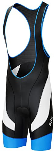 FDX Cycling Bib Shorts Men 4D Padded Breathable Shorts with Pocket Blue M