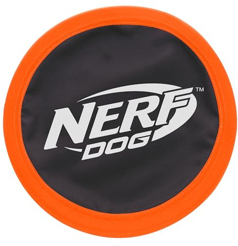 Nerf Dog Zone Flyer Dog Toy, Flying Disc, Lightweight, Durable and Water Resistant, Great for Beach and Pool, 10.5 inch Diameter, for Medium/Large Breeds, Single Unit, Orange/Black