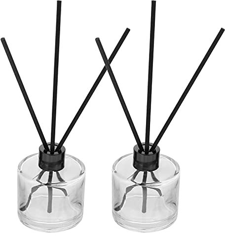 EXCEART 1set Aroma Diffuser Bottles Square Transparent Glass Aromatherapy Containers with Perfume Diffuser Sticks Refillable Essential Oil Volatile Bottles for Home Office Spa and Meditation