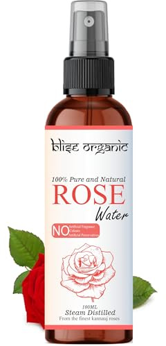 Blise organic Rose Water -100% Pure, Natural and Organic, Free from Preservatives, Steam Distilled from Finest Rose Petals, Alcohol-Free, Vegan & Cruelty Free