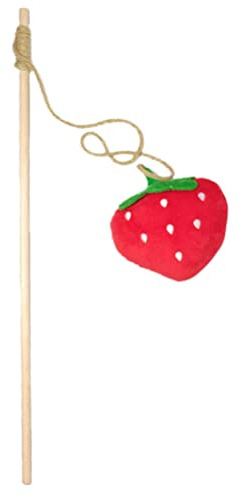 LUOZZY Interactive Wand Cat Toys Strawberry Kitten Teasing Stick Catnip Plush Toy Funny Cat Bite Resistant Stick (Red)