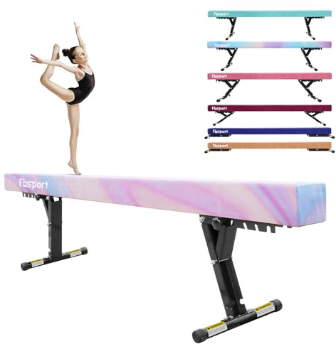 FBSPORT 8ft Adjustable Balance Beam: High and Low Floor Beam Gymnastics Equipment for Kids/Adults,Gymnastics Beam for Training,Practice, Physical Therapy and Professional Home Training with Legs