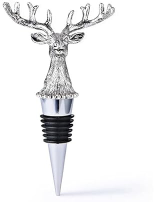 zalati Bouchon de bouteille de champagne en métal avec tête de renne pour sceller une bouteille de vin ouverte avec décoration de festival