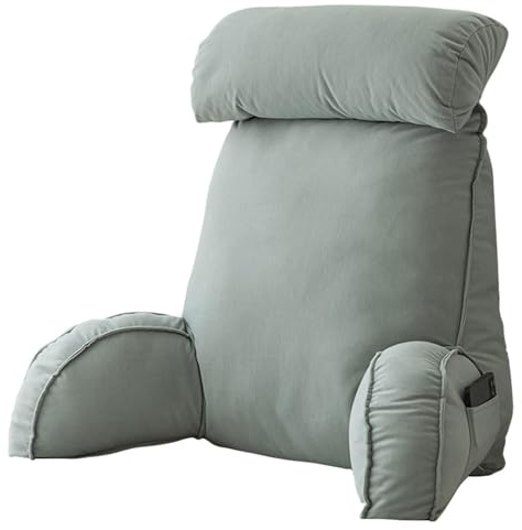 AMZZHAO Cojín de Lectura con Reposa Brazos,Almohada para Asiento De Lectura De Cama,Cojín de Apoyo Lumbar,Almohadas de Espalda,Ideal para Trabajar,Leer o Jugar en la Cama/Sofá/Suelo
