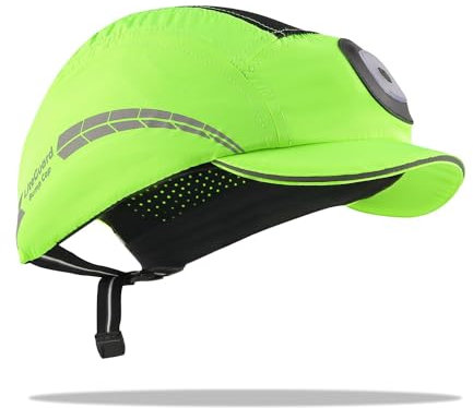 HEARMOR Casquette de sécurité avec éclairage LED, Rechargeable par USB, Style Casquette de Baseball, légère et Respirante pour Hommes et Femmes, Citron Vert