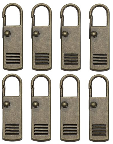PATIKIL Reemplazo de Tirador de Cremallera 8 Piezas Asa de Reparación de Cremallera de Metal Desmontable Fijador de Extensión para Equipaje Y Mochilas Bronce.