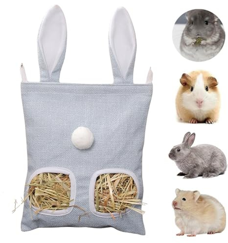 Bolsas de Heno Alimentador de Conejo,Bolsa de Heno,Bolsa de Alimentación de Animales Pequeños,Bolsa de Heno para Mascotas para Conejo/Conejillo de Indias/Chinchilla(Amarillo) (Azul, S)