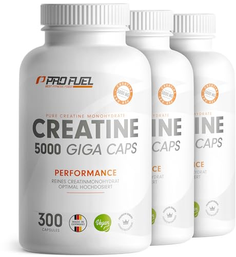 Creatin Kapseln 900 Giga Caps - 3410mg Creatin-Monohydrat - hochdosierte Kreatin-Kapseln mit 1137mg Kreatin Monohydrat pro Kapsel - Kreatin-Kapseln laborgeprüft & 100% vegan